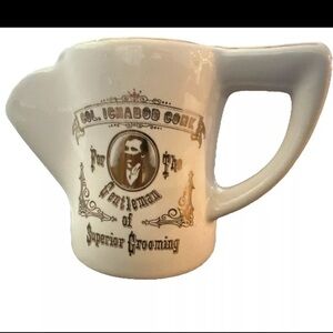 Col Ichabod Conk Barber Ceramic Shaving Cream Mug Cup VTG Gold Trim Victorian